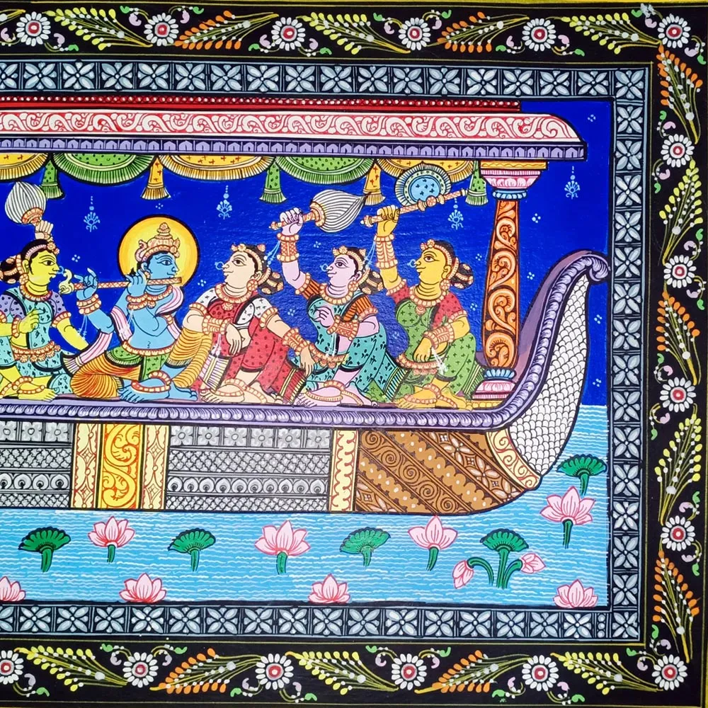 Lord Krishna with Gopi Naba Keli Pattachitra Painting