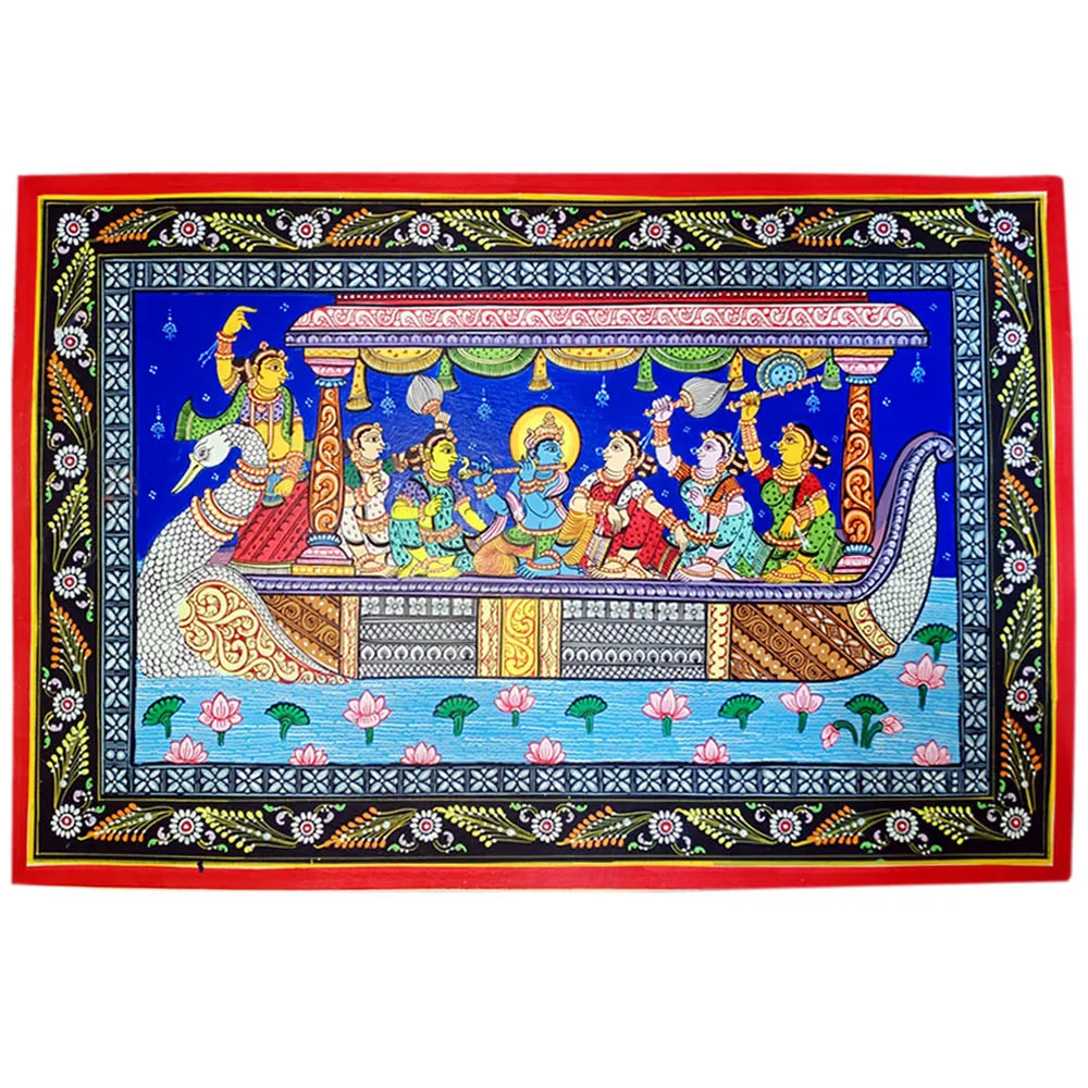 Lord Krishna with Gopi Naba Keli Pattachitra Painting