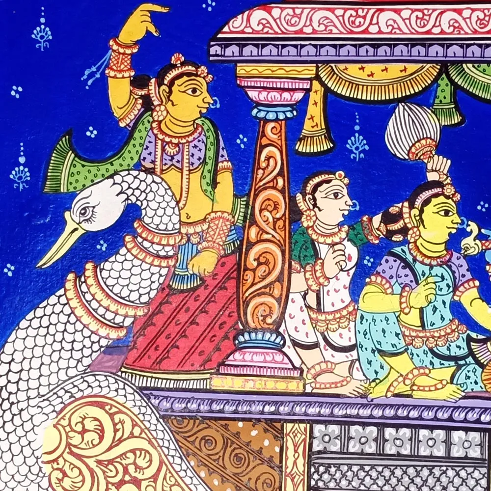Lord Krishna with Gopi Naba Keli Pattachitra Painting