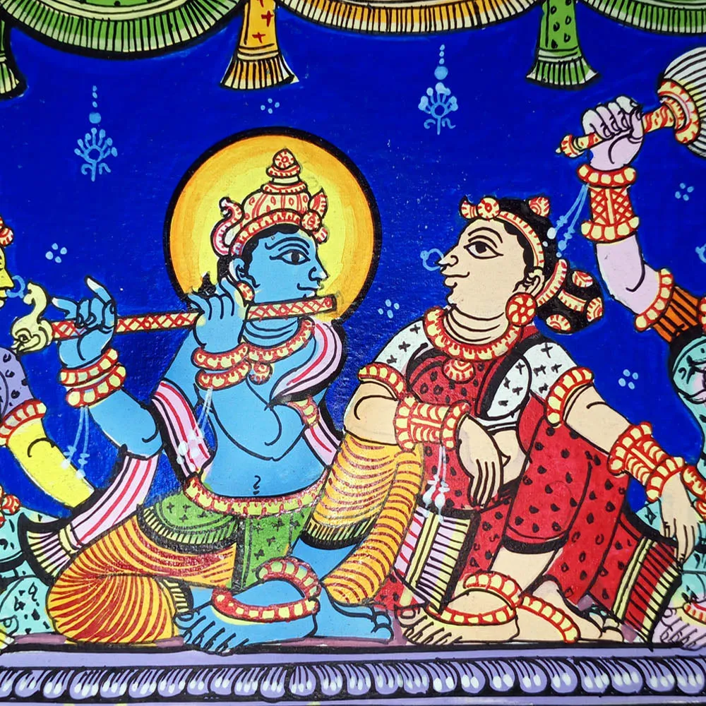 Lord Krishna with Gopi Naba Keli Pattachitra Painting