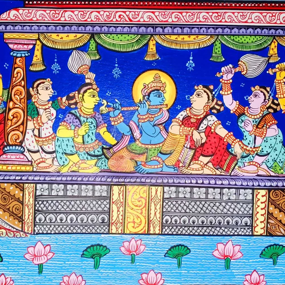 Lord Krishna with Gopi Naba Keli Pattachitra Painting