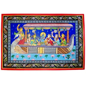 Lord Krishna with Gopi Naba Keli Pattachitra Painting