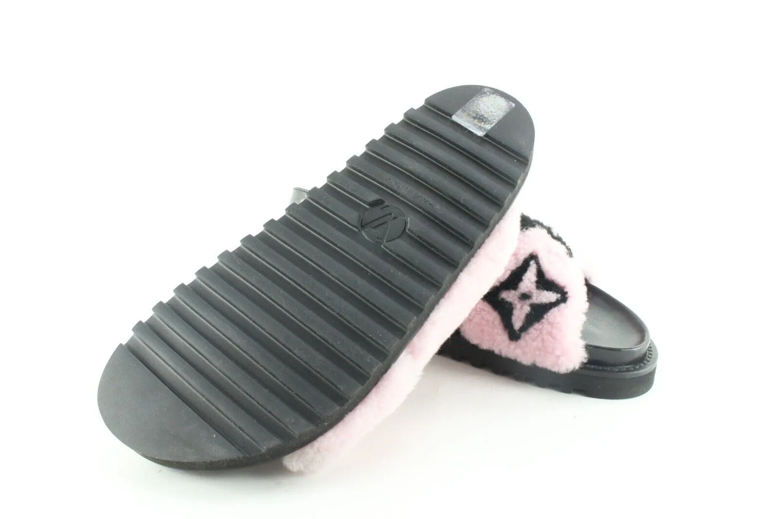 Louis Vuitton Size 39 Monogram Pink Shearling Paseo Sandals 3LV419C