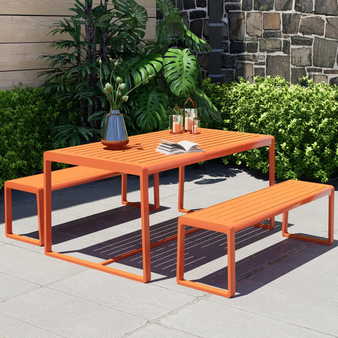 Marya Rectangular 63" Long Dining Set Hokku Designs Frame Color: Orange