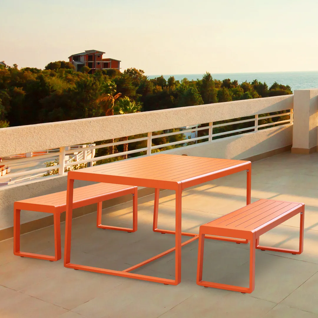 Marya Rectangular 63" Long Dining Set Hokku Designs Frame Color: Orange