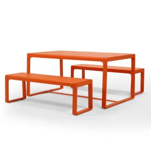 Marya Rectangular 63" Long Dining Set Hokku Designs Frame Color: Orange