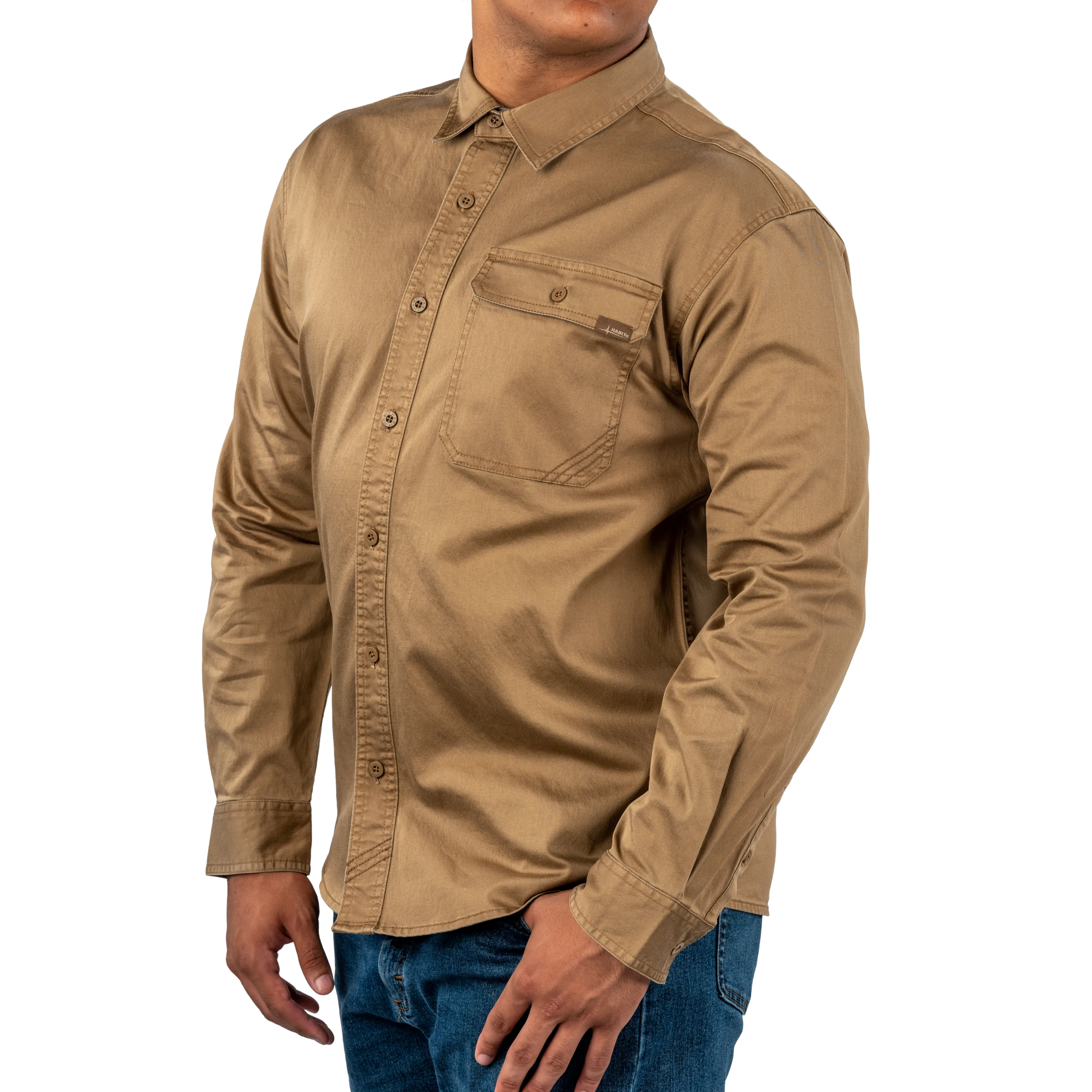 Men's Garment Washed Woven Button Up Shirt