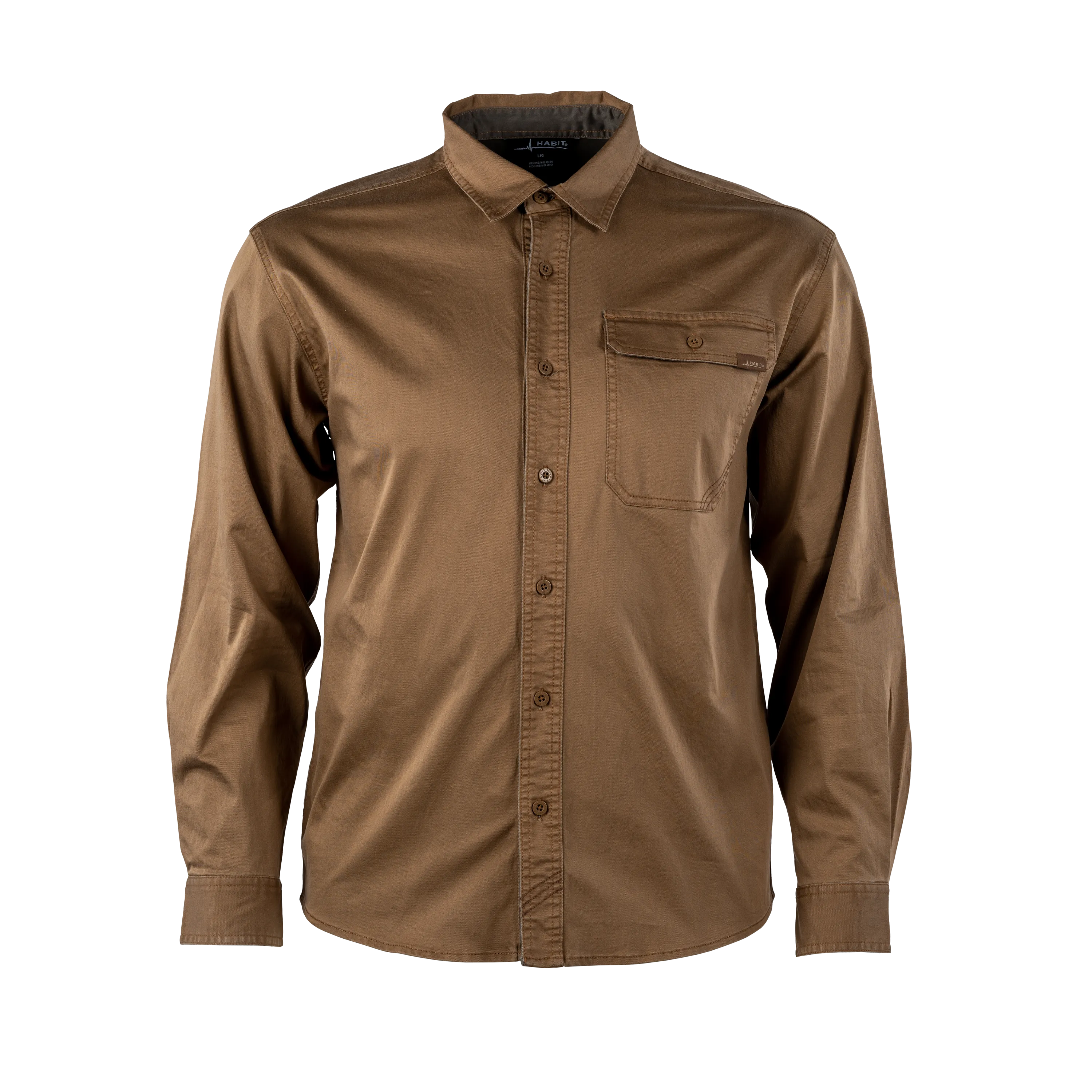 Men's Garment Washed Woven Button Up Shirt