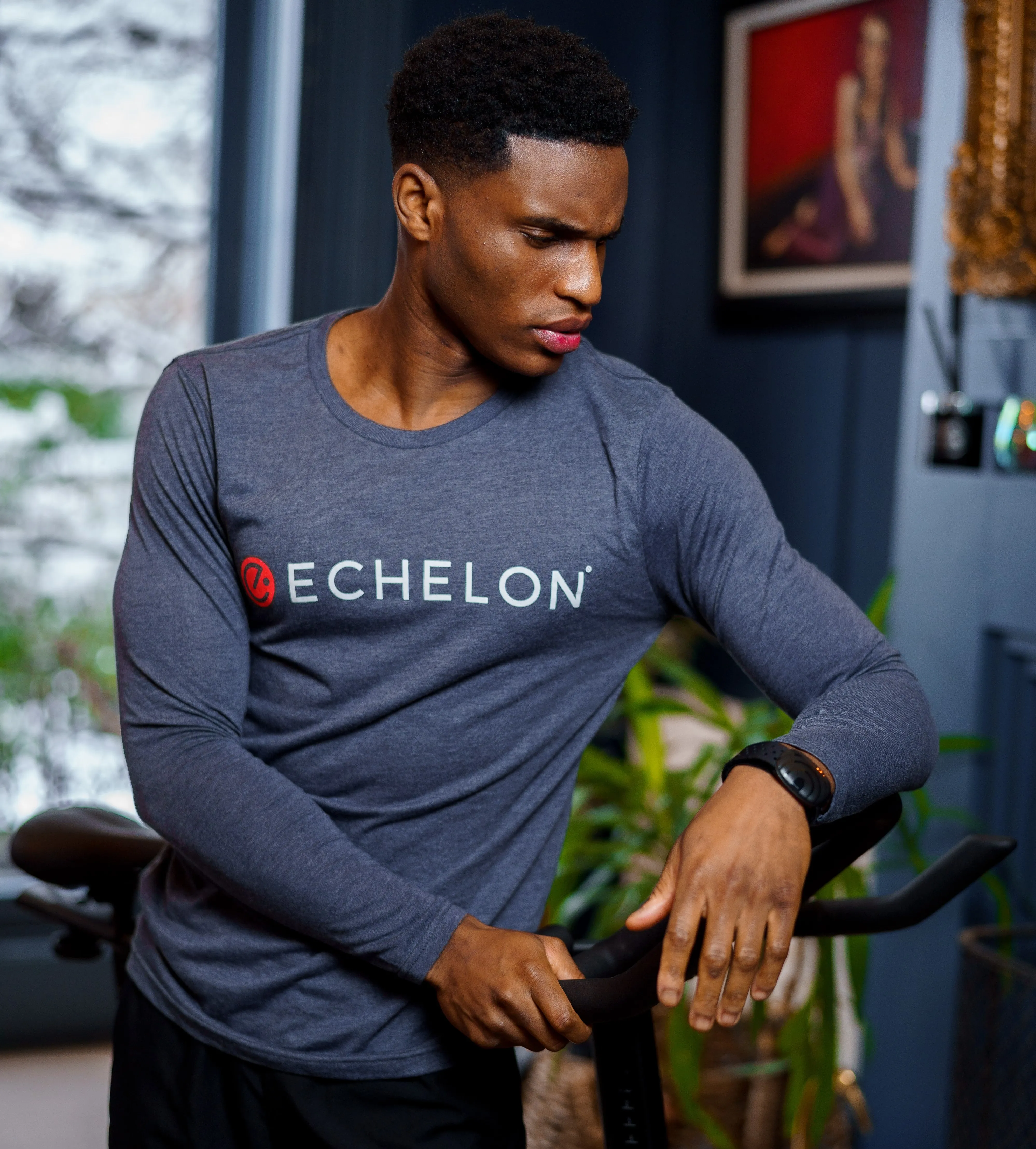 Men's Long Sleeve Crewneck Top - Heather Navy