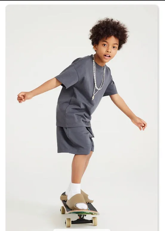 Minimal Sweat Shirt   Short Set - Kid Sweat Sets