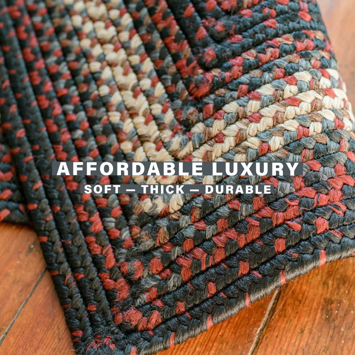 Montgomery Black - Burgundy Ultra Durable Braided Rectangular Rug In Sets