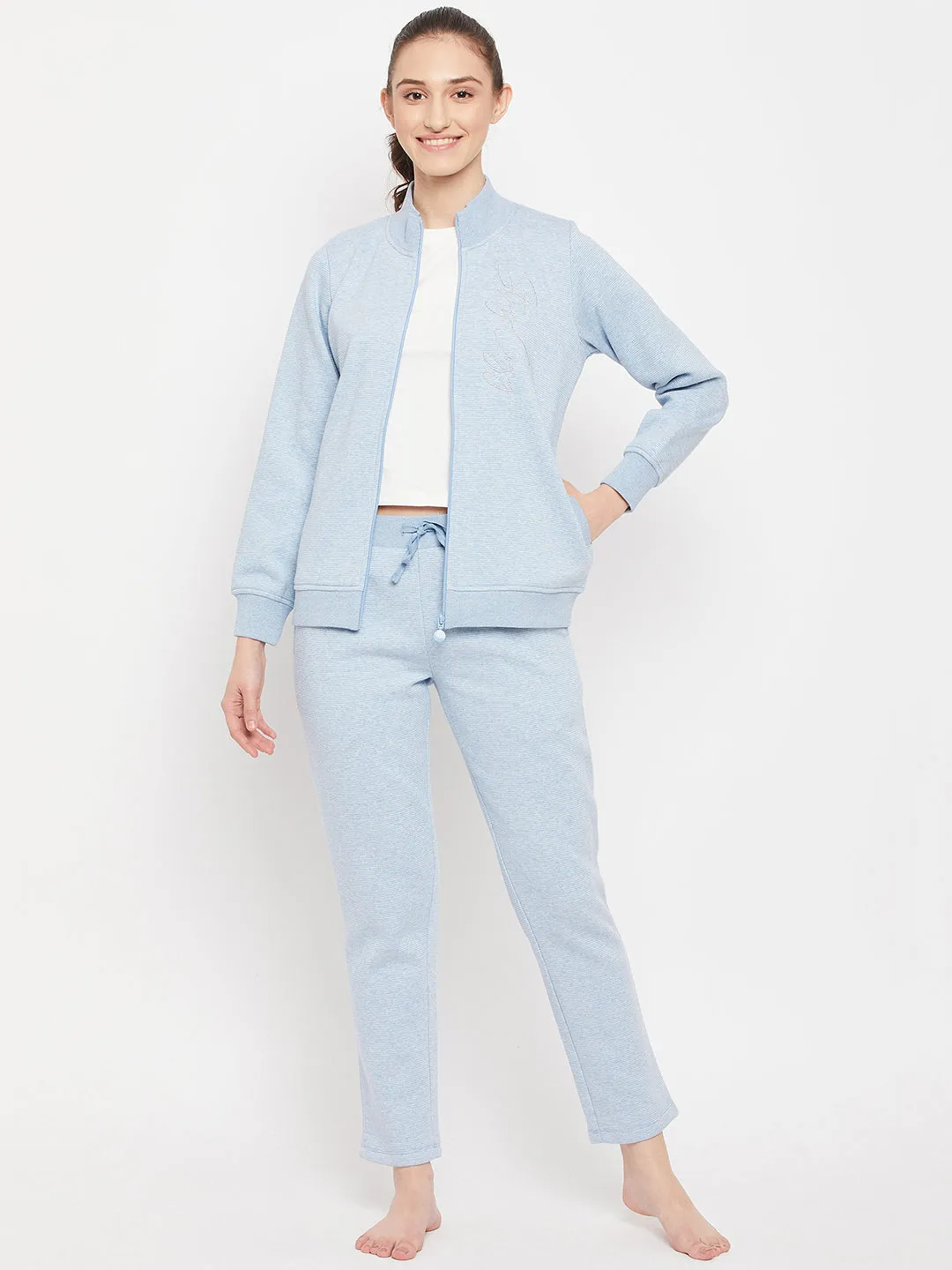 mSECRET Striped Powder Blue Track Suit