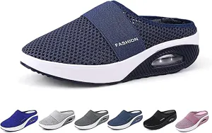 New APLUSZ Women's Orthopedic Shoes Air Cushion Slippers Slip-on Orthopedic Diabetic Walking Shoes Breathable Sneakers Non-Slip Mesh Walking Shoes Navy Sz 9