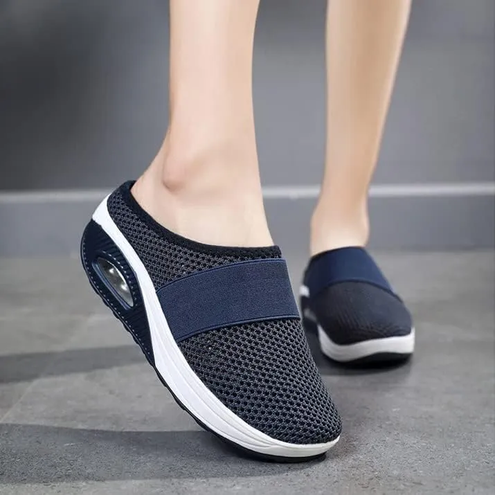 New APLUSZ Women's Orthopedic Shoes Air Cushion Slippers Slip-on Orthopedic Diabetic Walking Shoes Breathable Sneakers Non-Slip Mesh Walking Shoes Navy Sz 9
