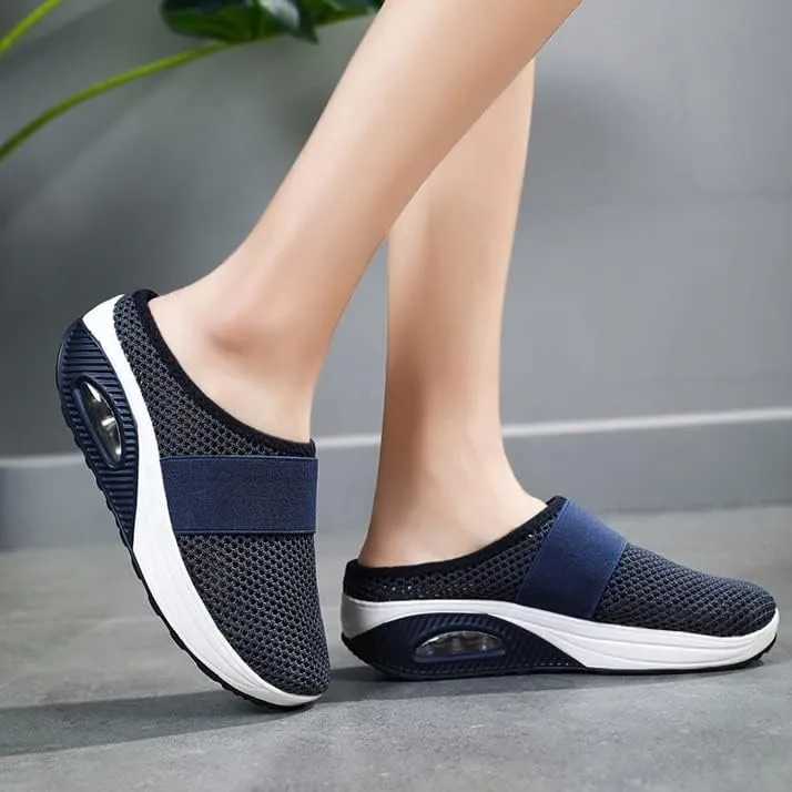 New APLUSZ Women's Orthopedic Shoes Air Cushion Slippers Slip-on Orthopedic Diabetic Walking Shoes Breathable Sneakers Non-Slip Mesh Walking Shoes Navy Sz 9