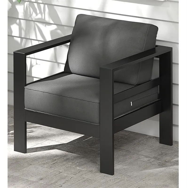 NEW IN BOX! OUTDOOR ALUMINUM PATIO CHAIR MODERN OUTDOOR 5" CUSHION RETAILS $320 