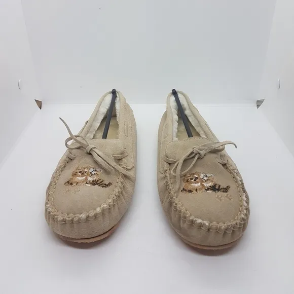 New The Brad Ford Exchange Jurgen Scholz Cutie Cat Women's Suede Moccasins Sz 8