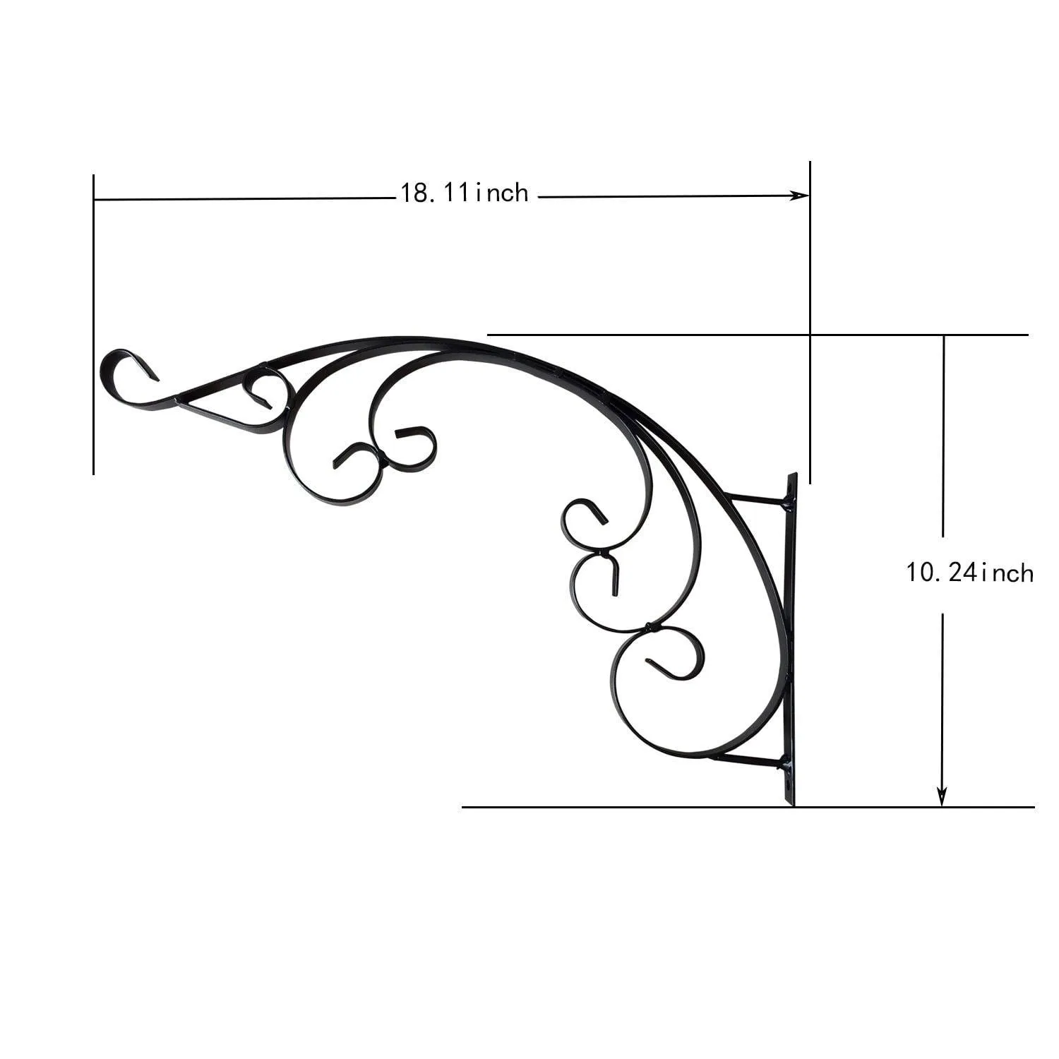 NON ROCK Longer and Thicker 18'' Elegant Hook/Bracket for Clock,Light,Hanging Wind Chimes, Plants, Wind Spinners, Bird Feeders,Iron Hanger for Heavy Duty Doodas,Remarkably Sturdy 2PCS