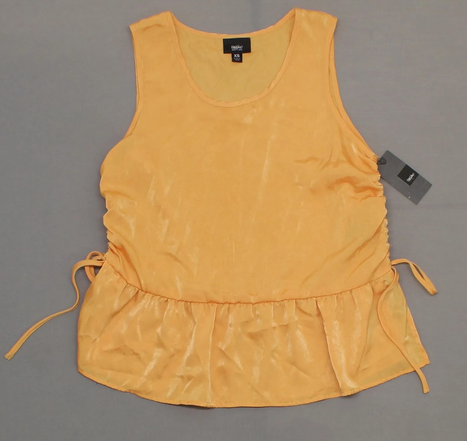 NWT Mossimo Women's Ruched Peplum Tank Top Blouse Shirt Orange X-Small