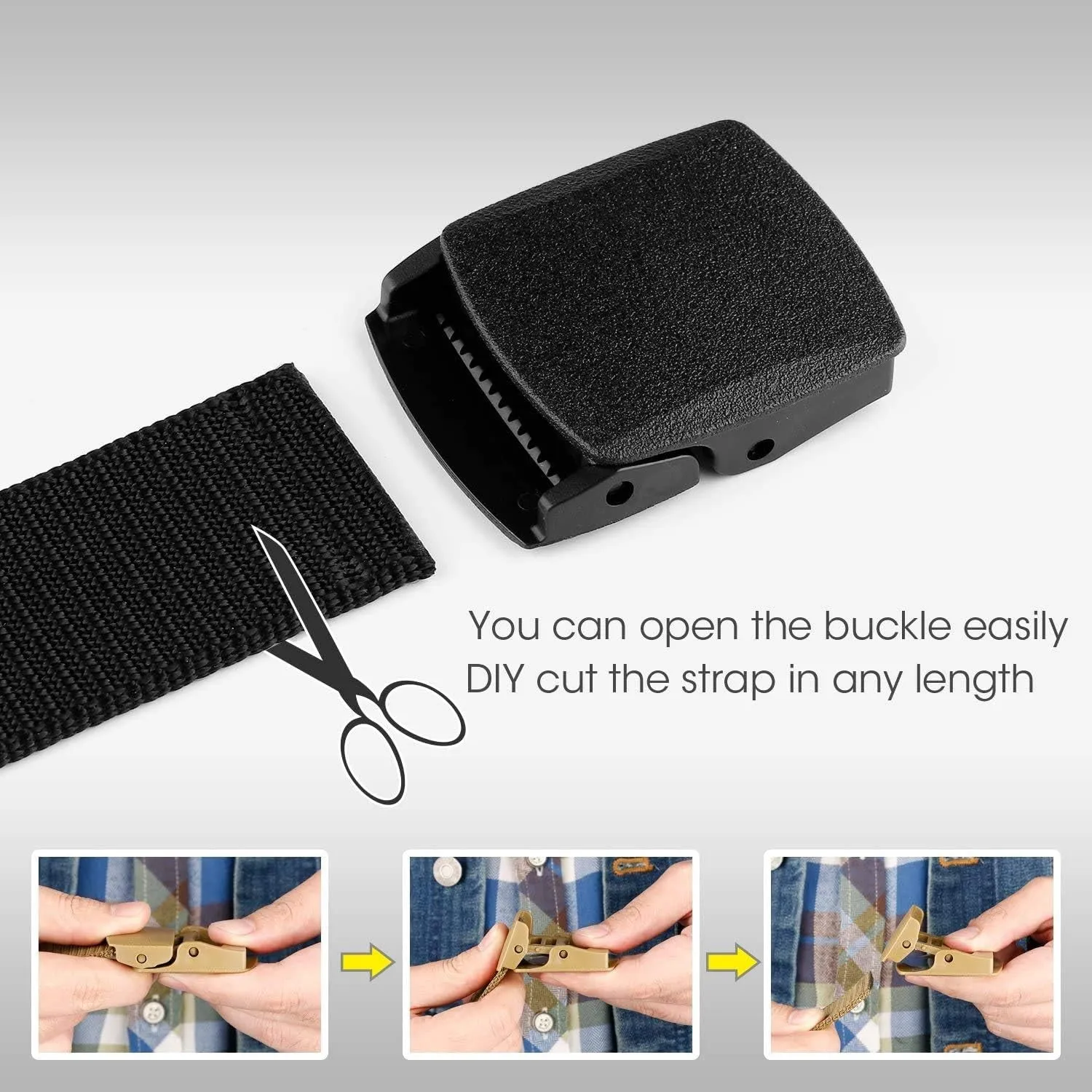 Nylon Canvas Tactical Belt for Men With Plastic Buckle