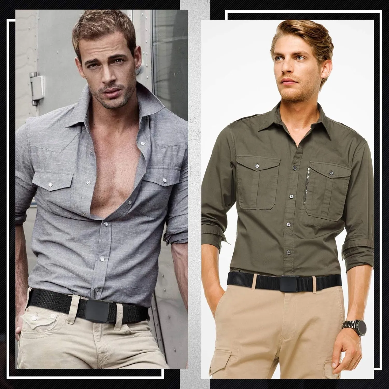 Nylon Canvas Tactical Belt for Men With Plastic Buckle