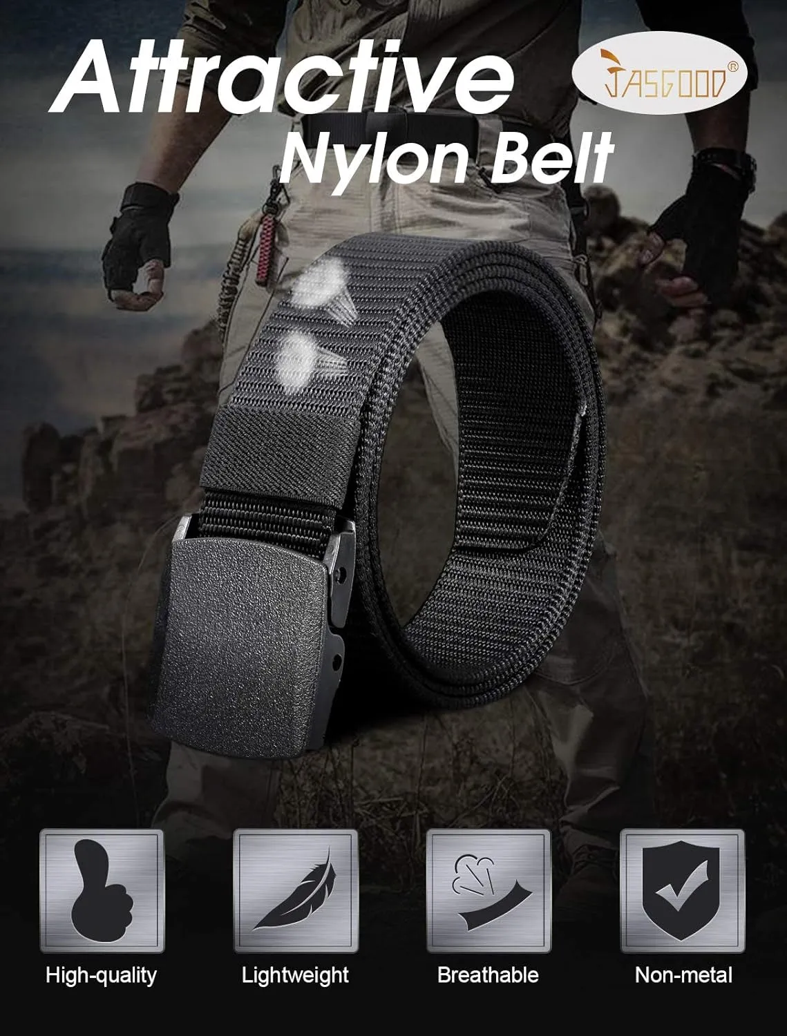Nylon Canvas Tactical Belt for Men With Plastic Buckle