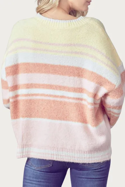 OVERSIZED STRIPED RIBBED-KNIT SWEATER