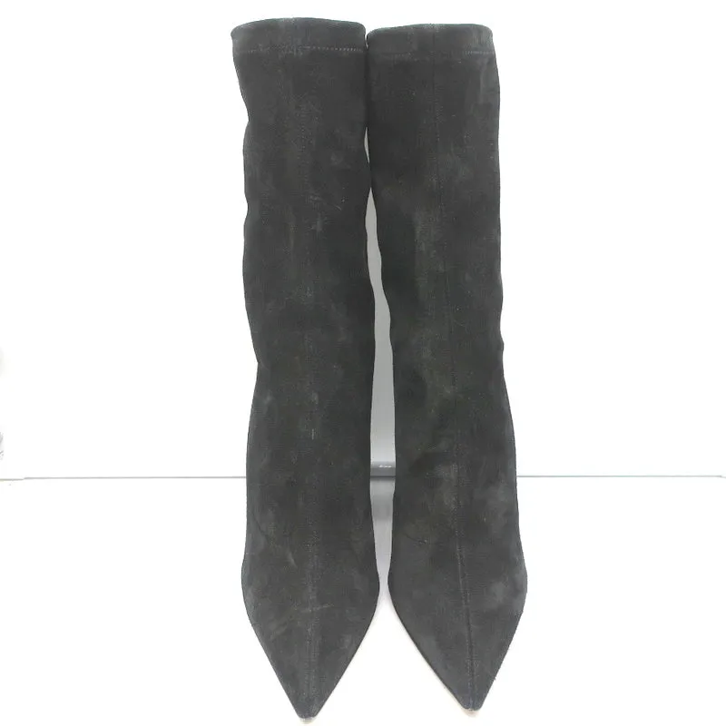 Paris Texas Mama Daily Boots Charcoal Stretch Suede Size 40 Pointed Toe