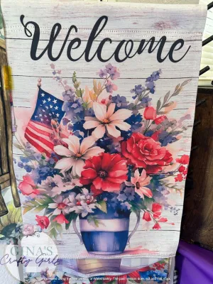 Patriotic Floral 12 x18 Double Sided Garden Flag