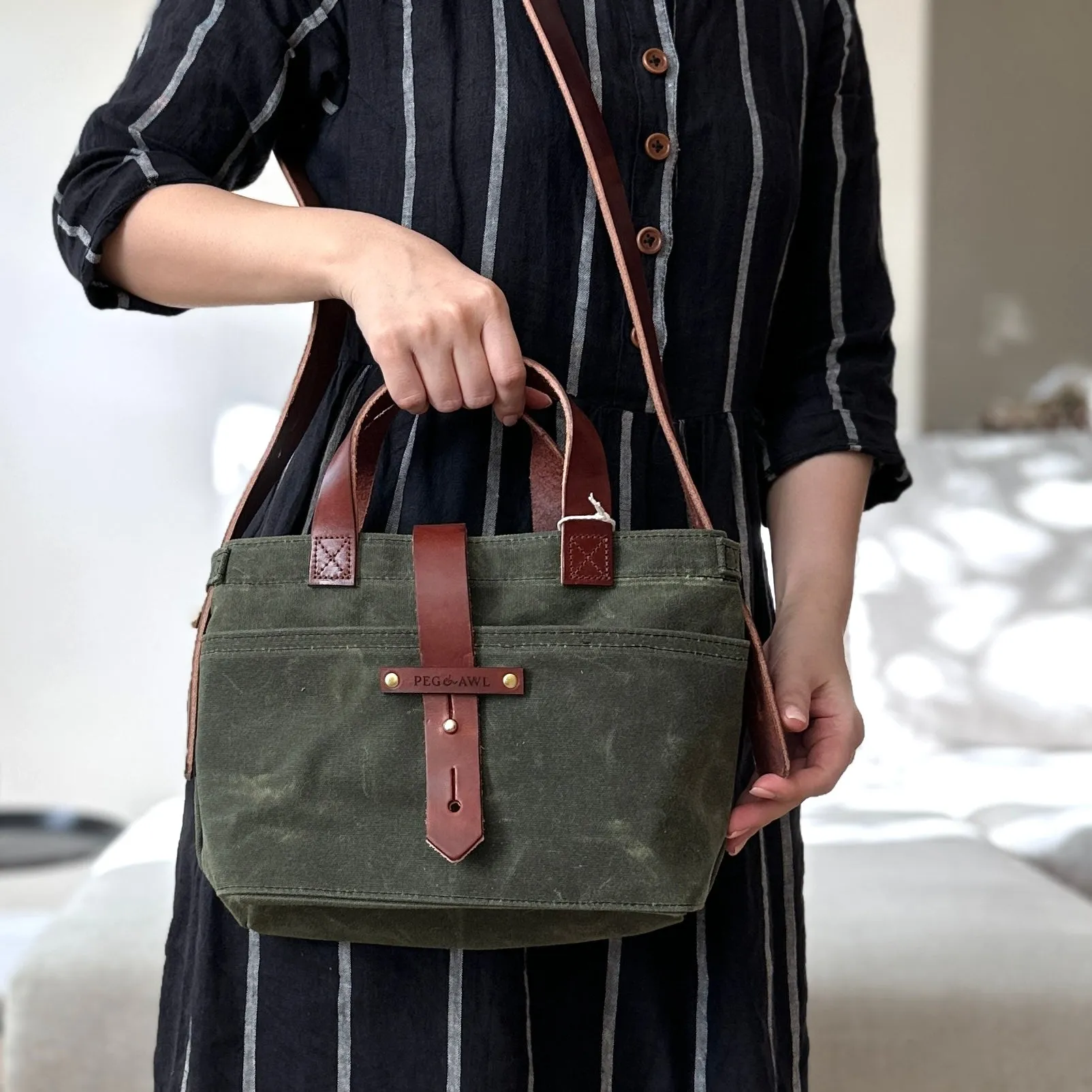 [Peg and Awl ] Mini Waxed Canvas Tote