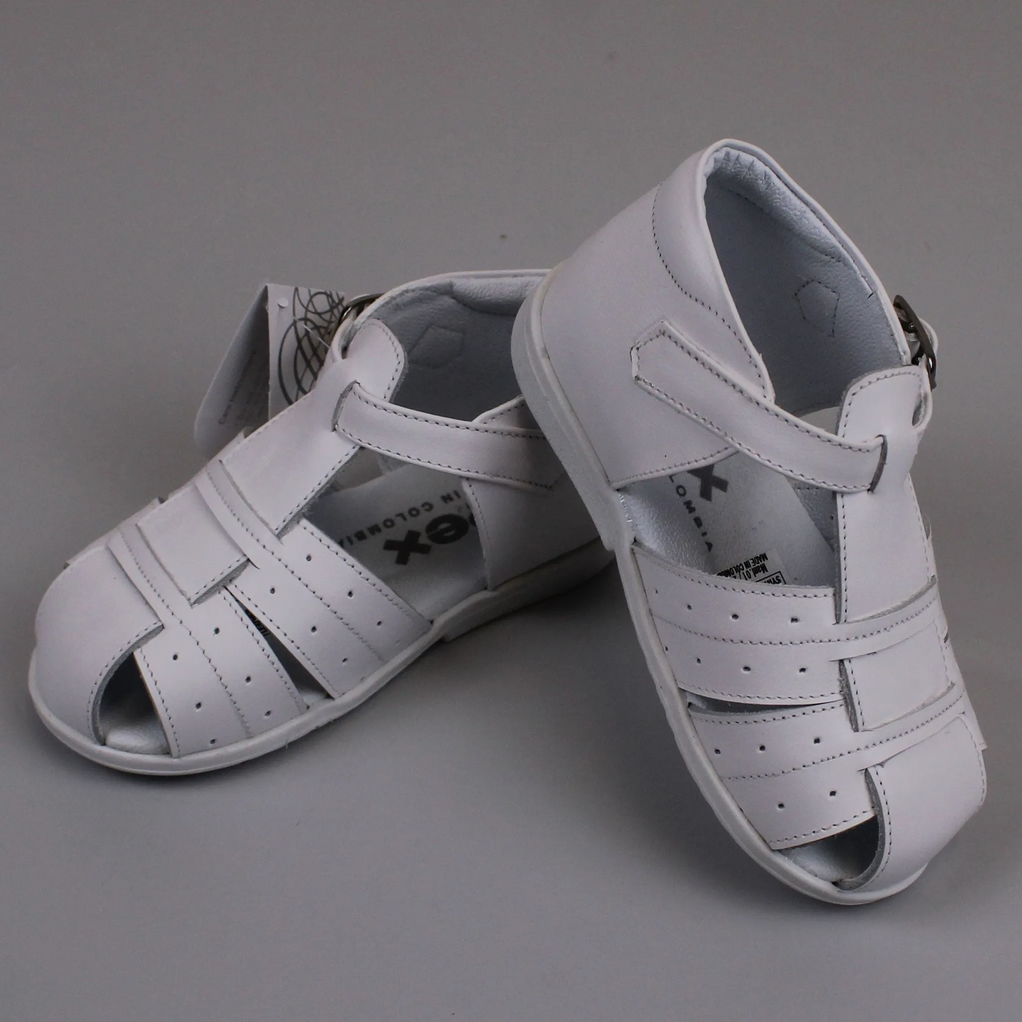 Pex Frankie First Walker Sandals - Hard Sole White Leather