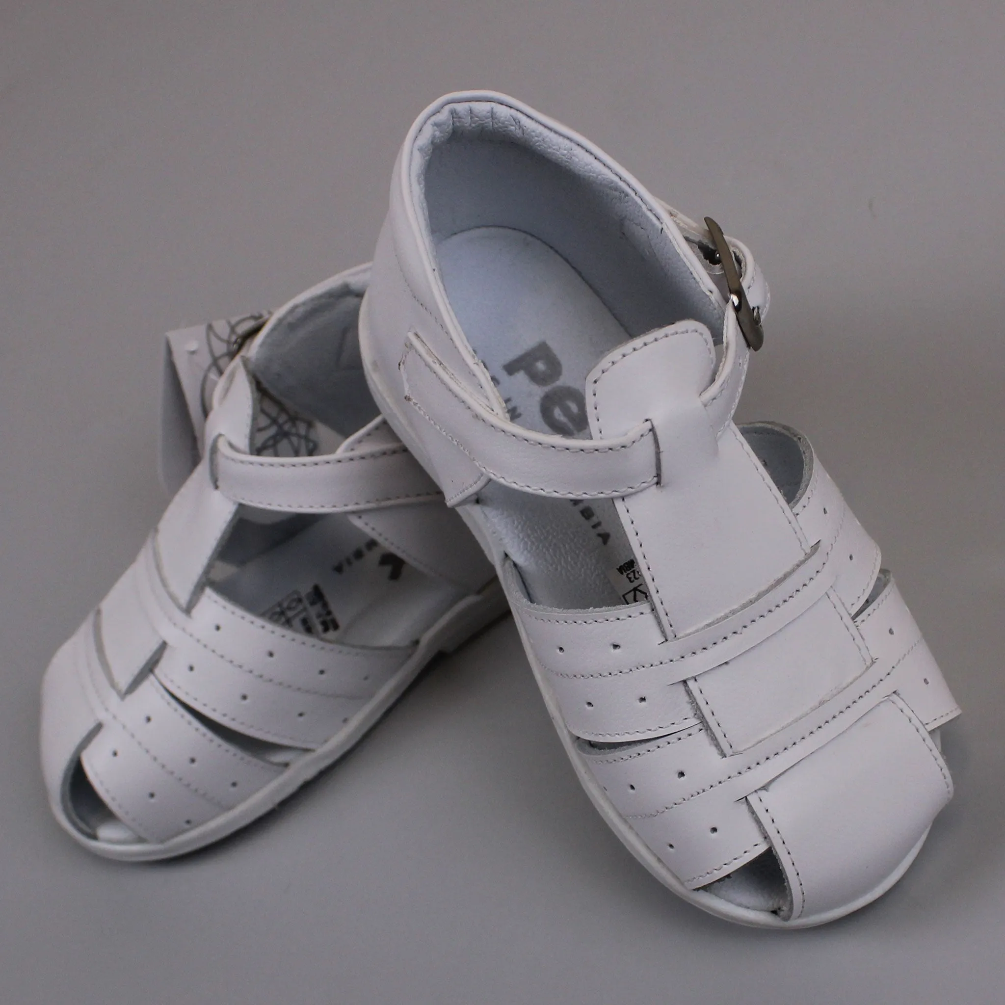 Pex Frankie First Walker Sandals - Hard Sole White Leather