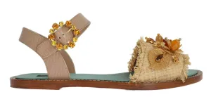 Pink Lizard Crystal Paglia Sandals