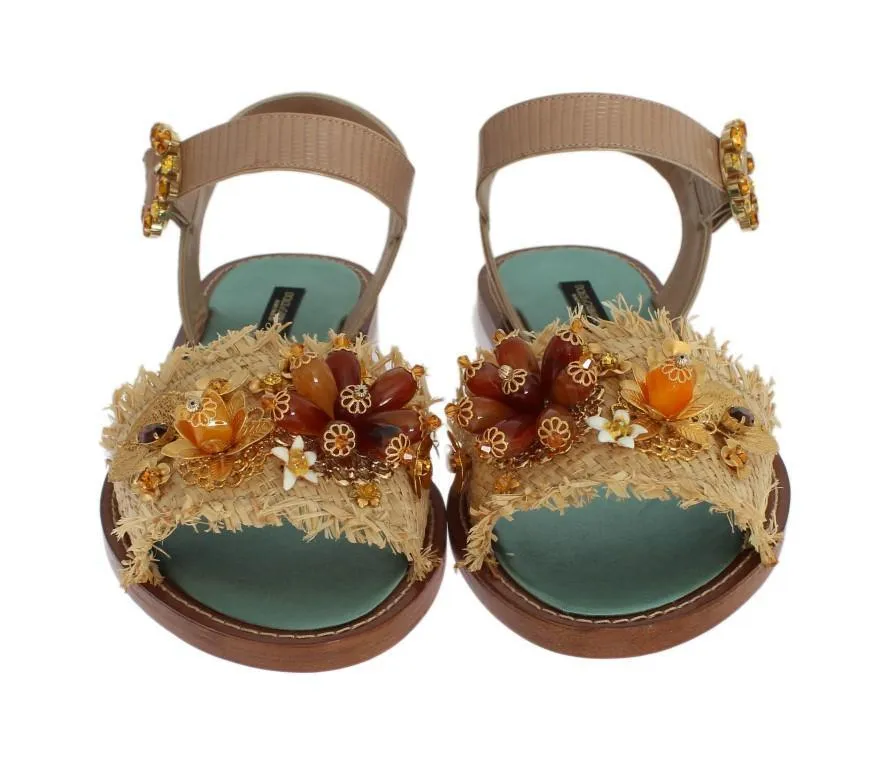 Pink Lizard Crystal Paglia Sandals