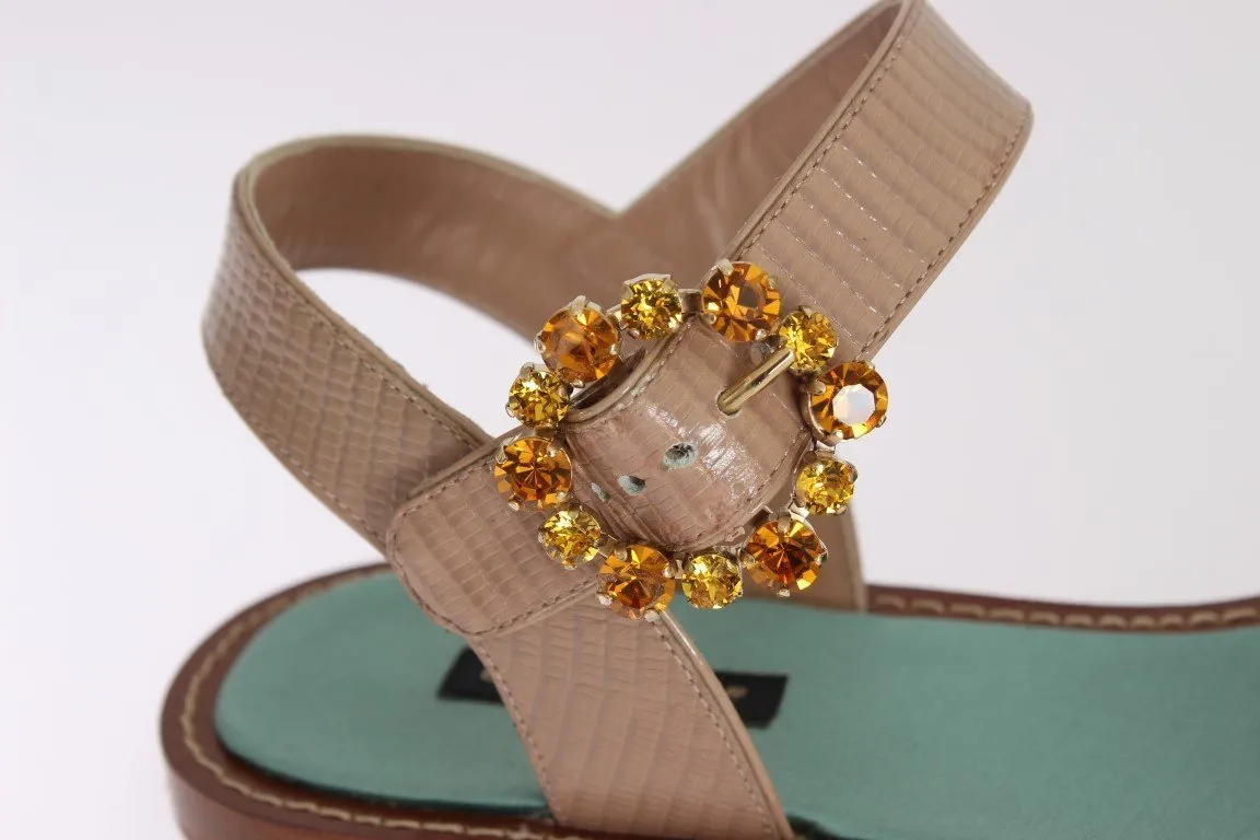 Pink Lizard Crystal Paglia Sandals