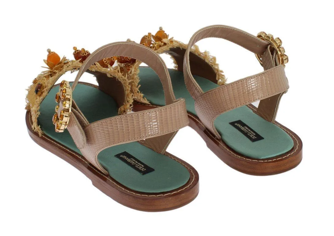 Pink Lizard Crystal Paglia Sandals