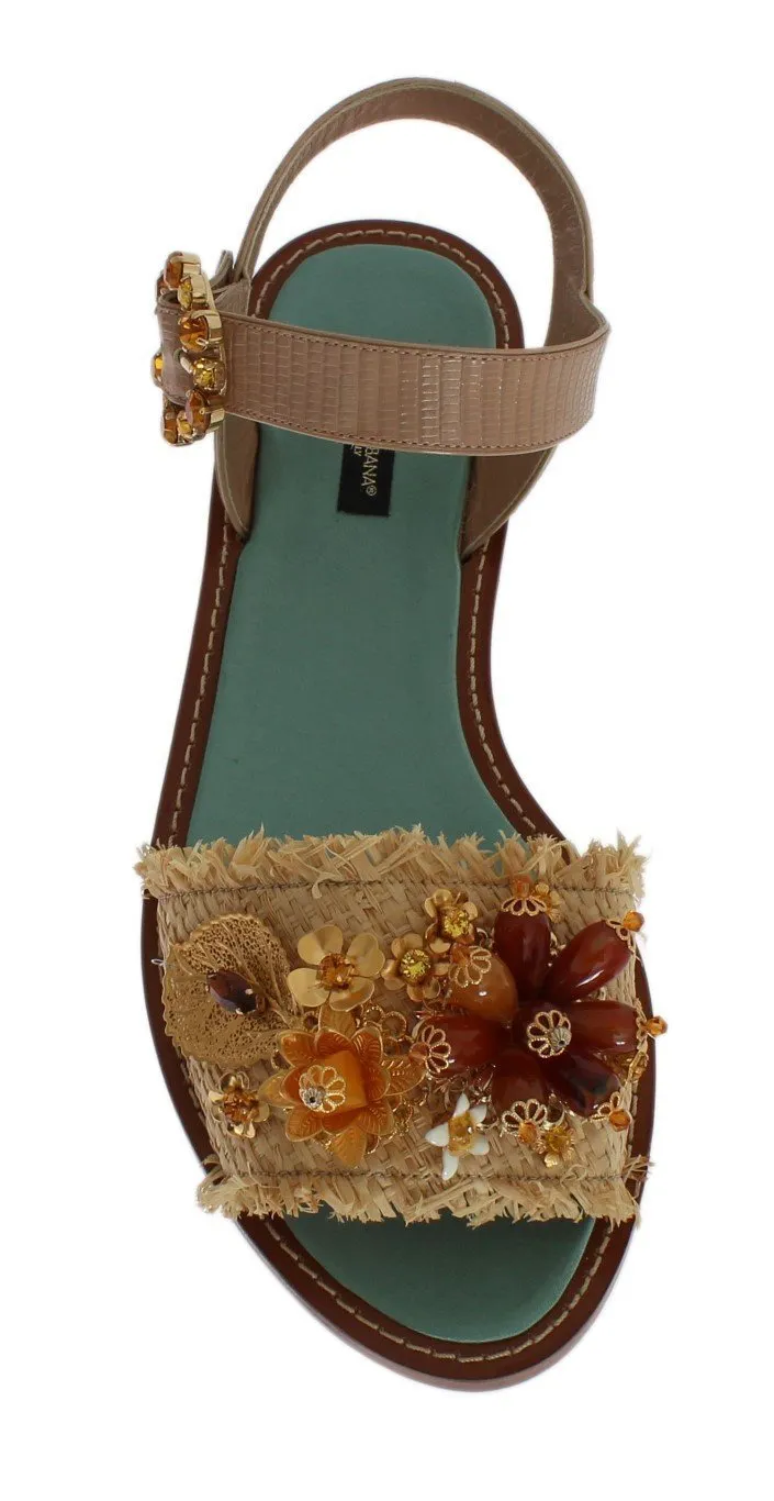 Pink Lizard Crystal Paglia Sandals