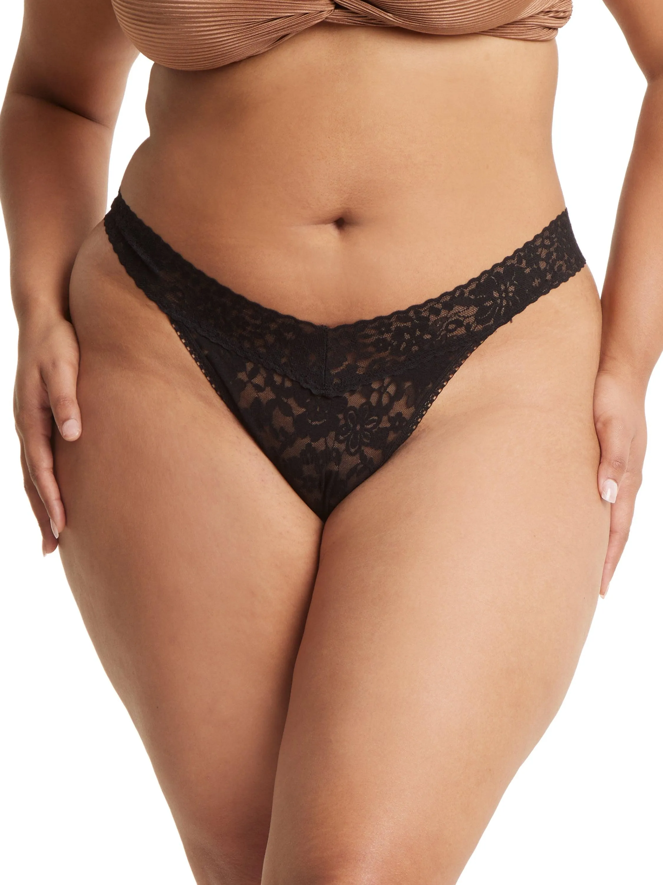 Plus Size Daily Lace™ Original Rise Thong Black Sale