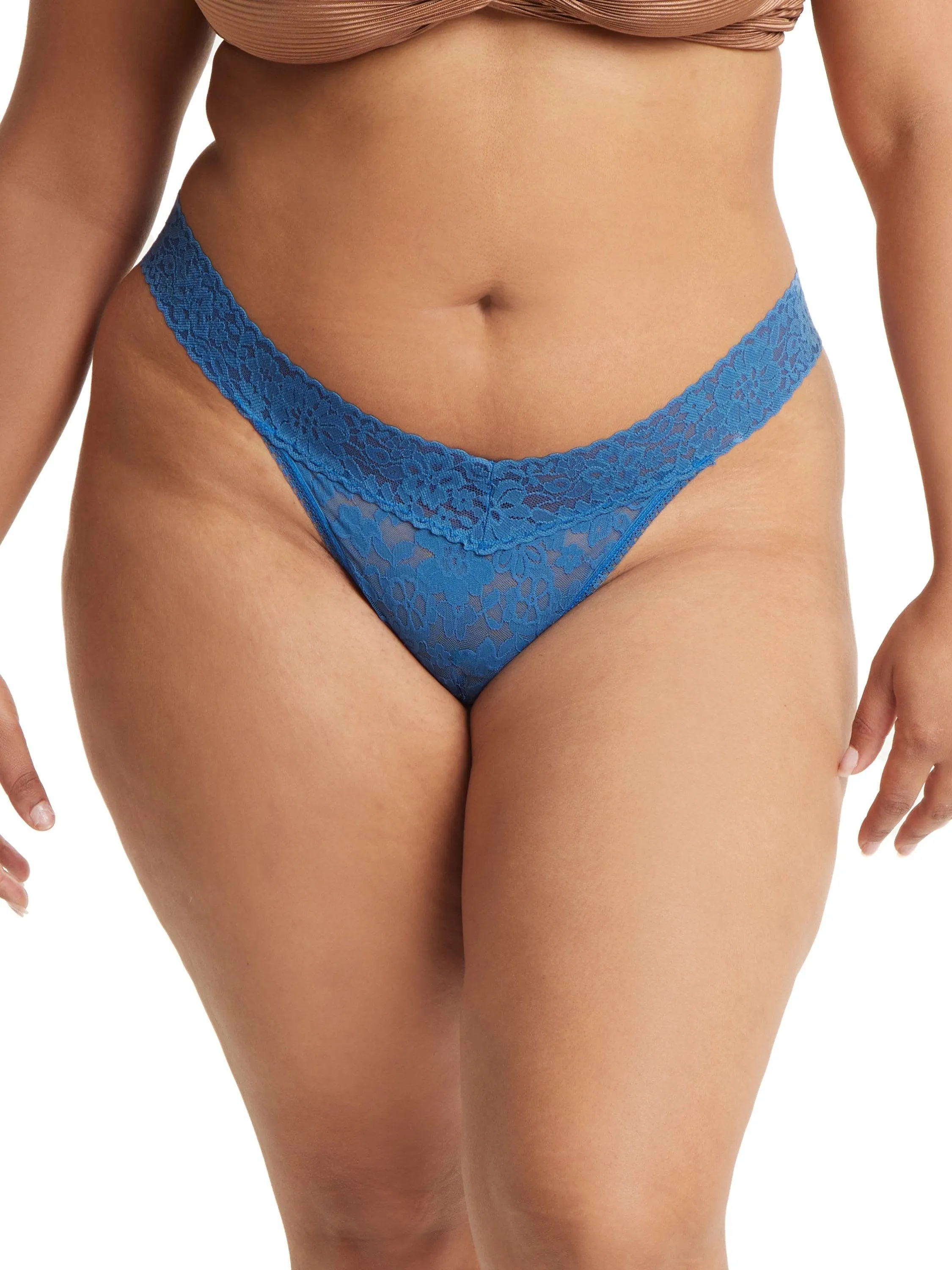 Plus Size Daily Lace™ Original Rise Thong Storm Cloud Blue Sale