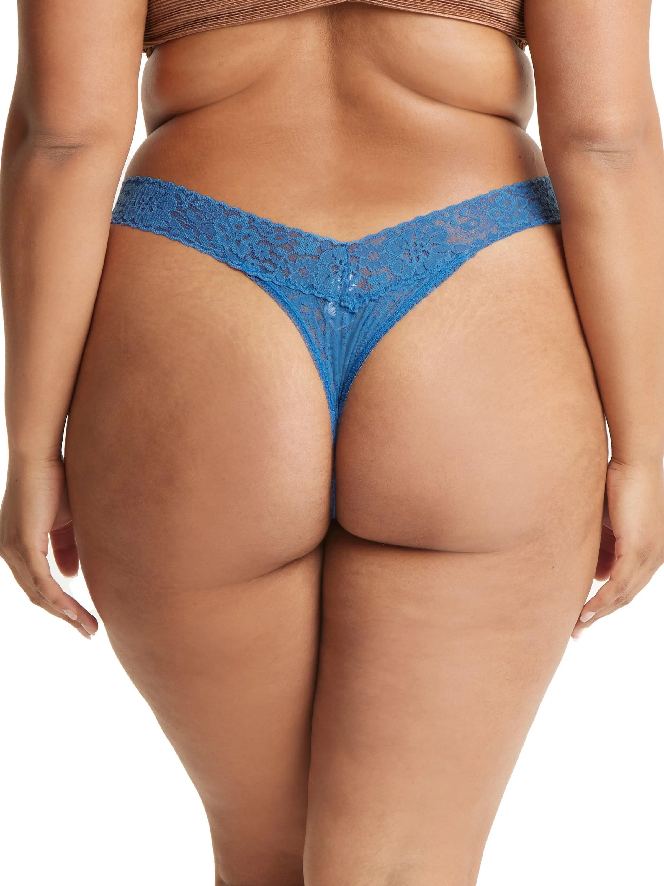 Plus Size Daily Lace™ Original Rise Thong Storm Cloud Blue Sale