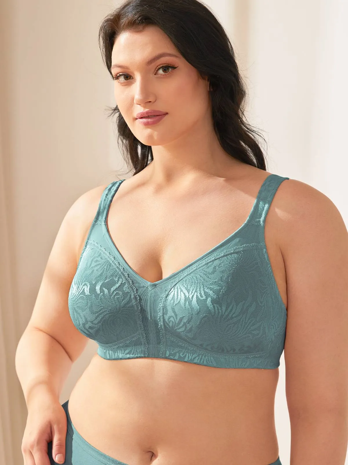 Plus Size Minimizer Bra Non Padded Wire-free Mint Green