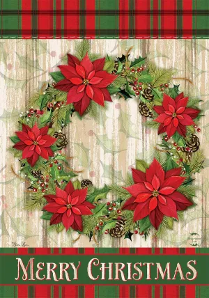 Poinsettia Wreath Garden Flag