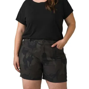 PrAna Halle Short Plus II Charcoal Camo Womens 22/07 Mid-Rise Moisture Wicking