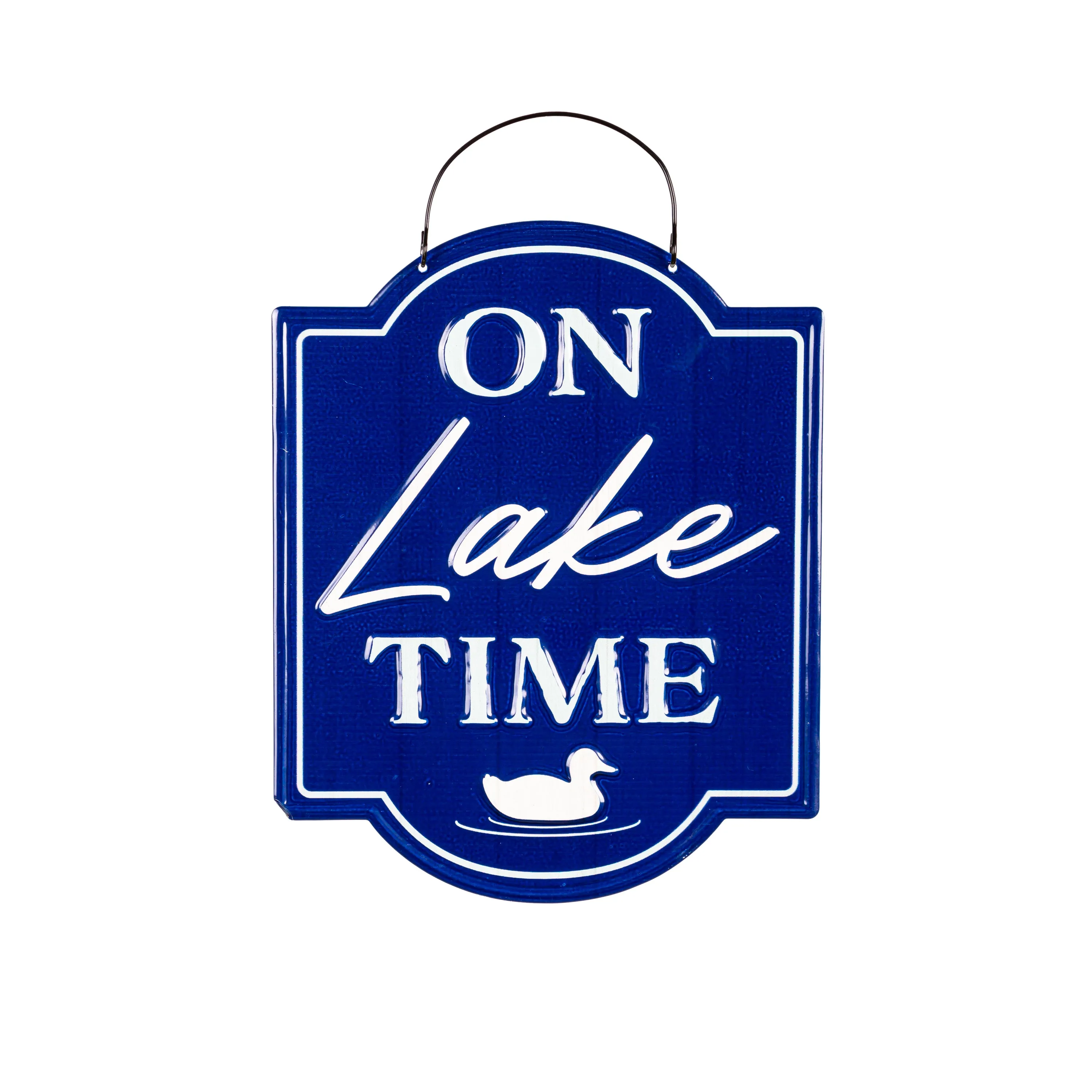 Printed Metal Hanging Blue Lake & Lodge Sign,p4666
