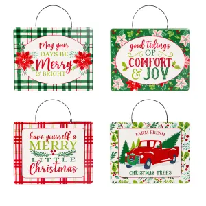 Printed Metal Hanging Classic Christmas Sign,p4907
