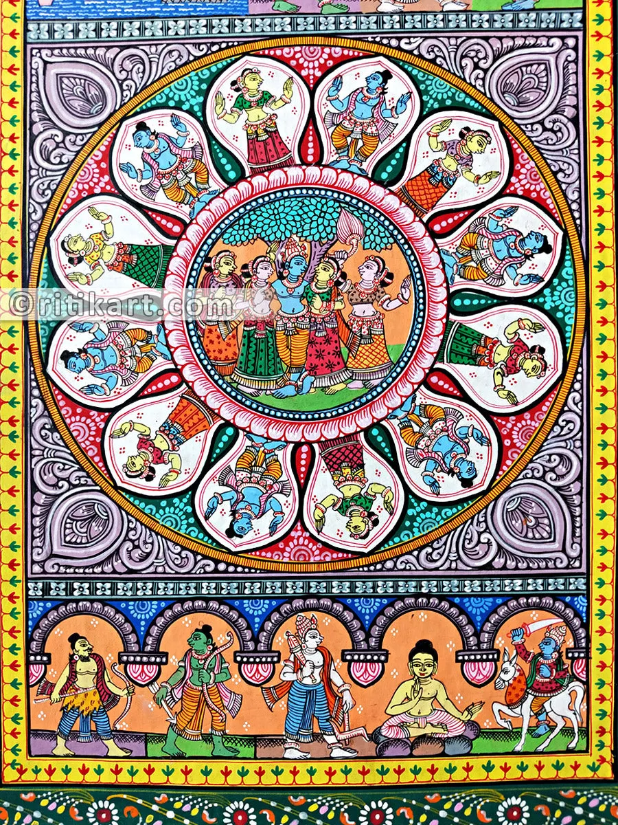 Radha Krishna with Dashavatar Pattachitra