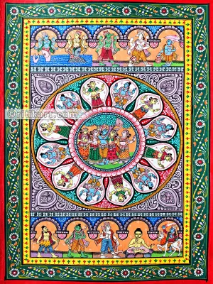 Radha Krishna with Dashavatar Pattachitra