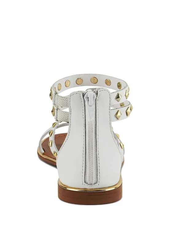 Rag & Co Emmeth Studs Embellished Leather Flat Sandals