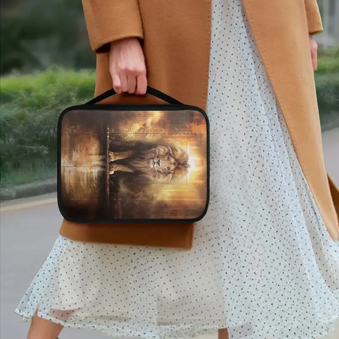 Regal Lion & Serene Sheep Canvas Bible Cover – Customizable Spiritual Emblem | CHRISTIANARTBAG