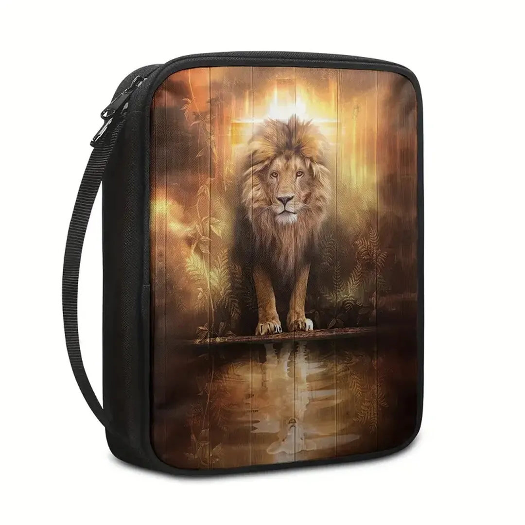 Regal Lion & Serene Sheep Canvas Bible Cover – Customizable Spiritual Emblem | CHRISTIANARTBAG
